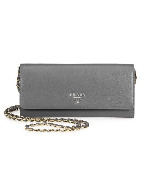 prada saffiano metal wallet on chain|Prada bifold wallets for women.